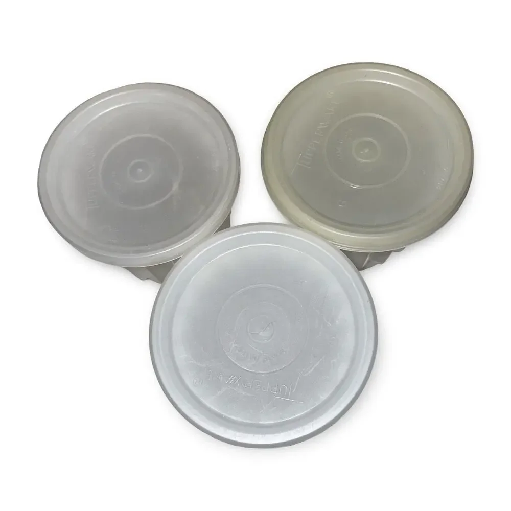 Tupperware Jel-ette Mini Molds Set 3 White 297 Individual Jello Desert Cups VTG